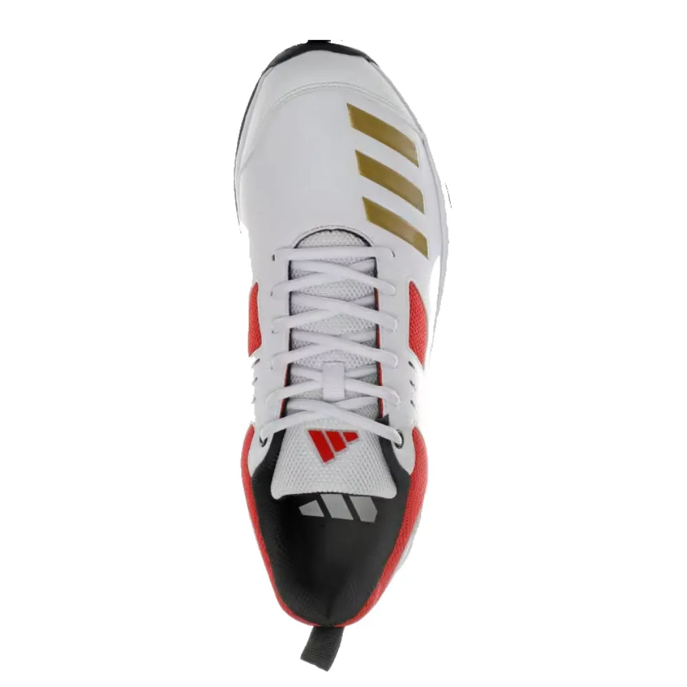 Adidas Crihase 23 Mens Cricket Shoes - Cloud White, Gold Metallic, Bright Red