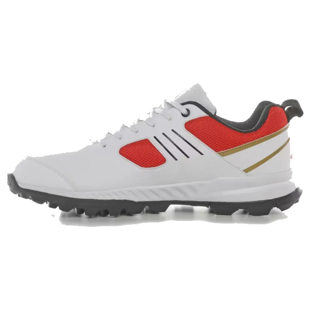 Adidas Crihase 23 Mens Cricket Shoes - Cloud White, Gold Metallic, Bright Red
