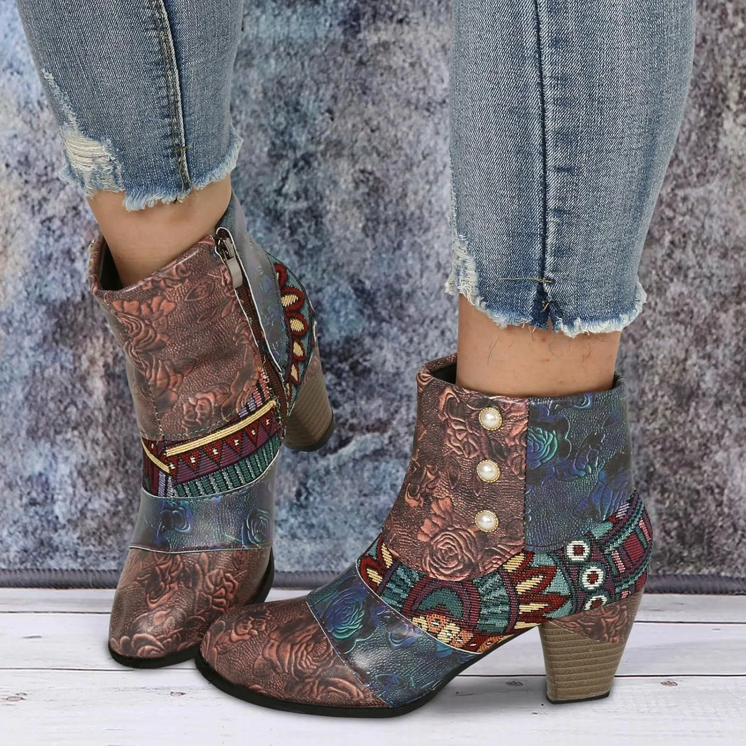 AMDBEL Boots for Women Ankle Booties, Women's Ankle Boots Chunky High Heel Booties Fashionable Short Boots Winter Shoes