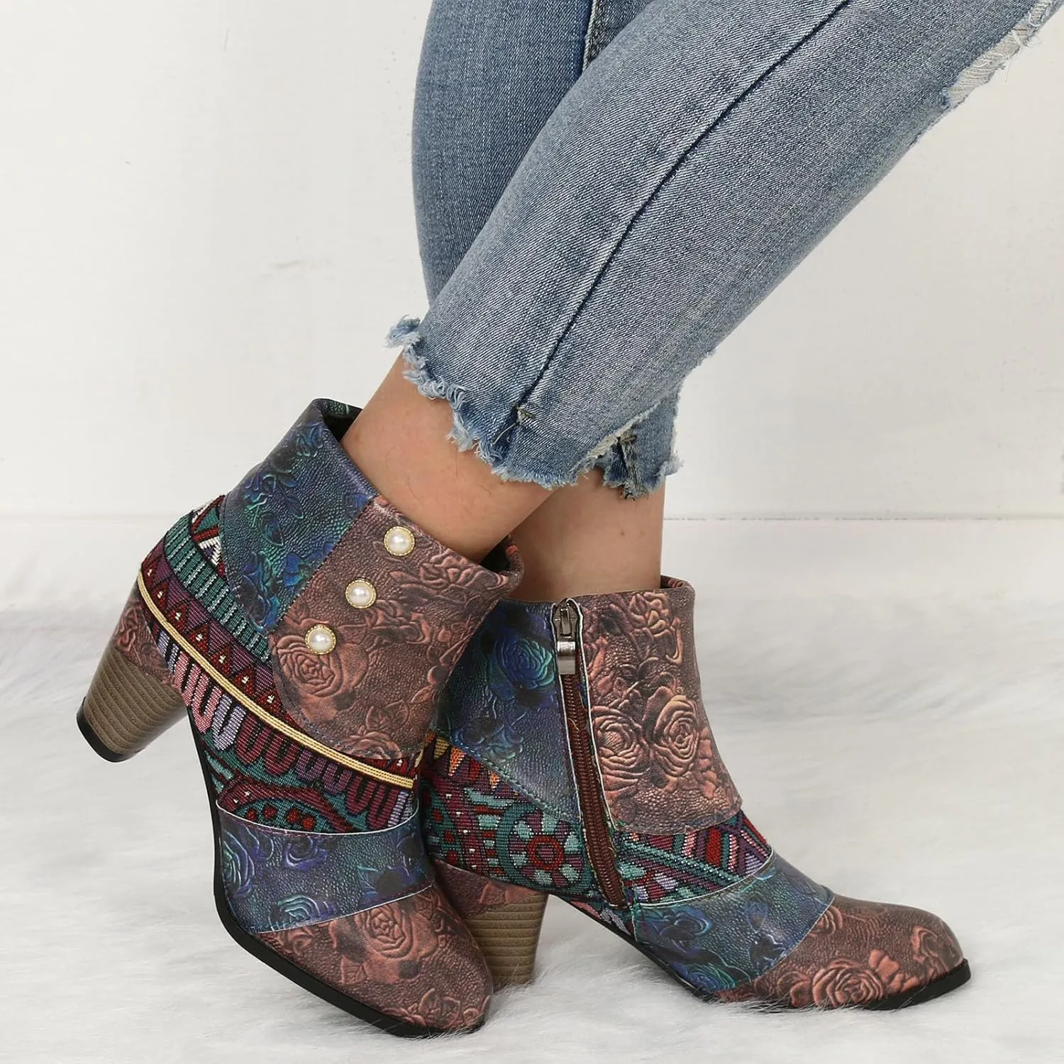 AMDBEL Boots for Women Ankle Booties, Women's Ankle Boots Chunky High Heel Booties Fashionable Short Boots Winter Shoes