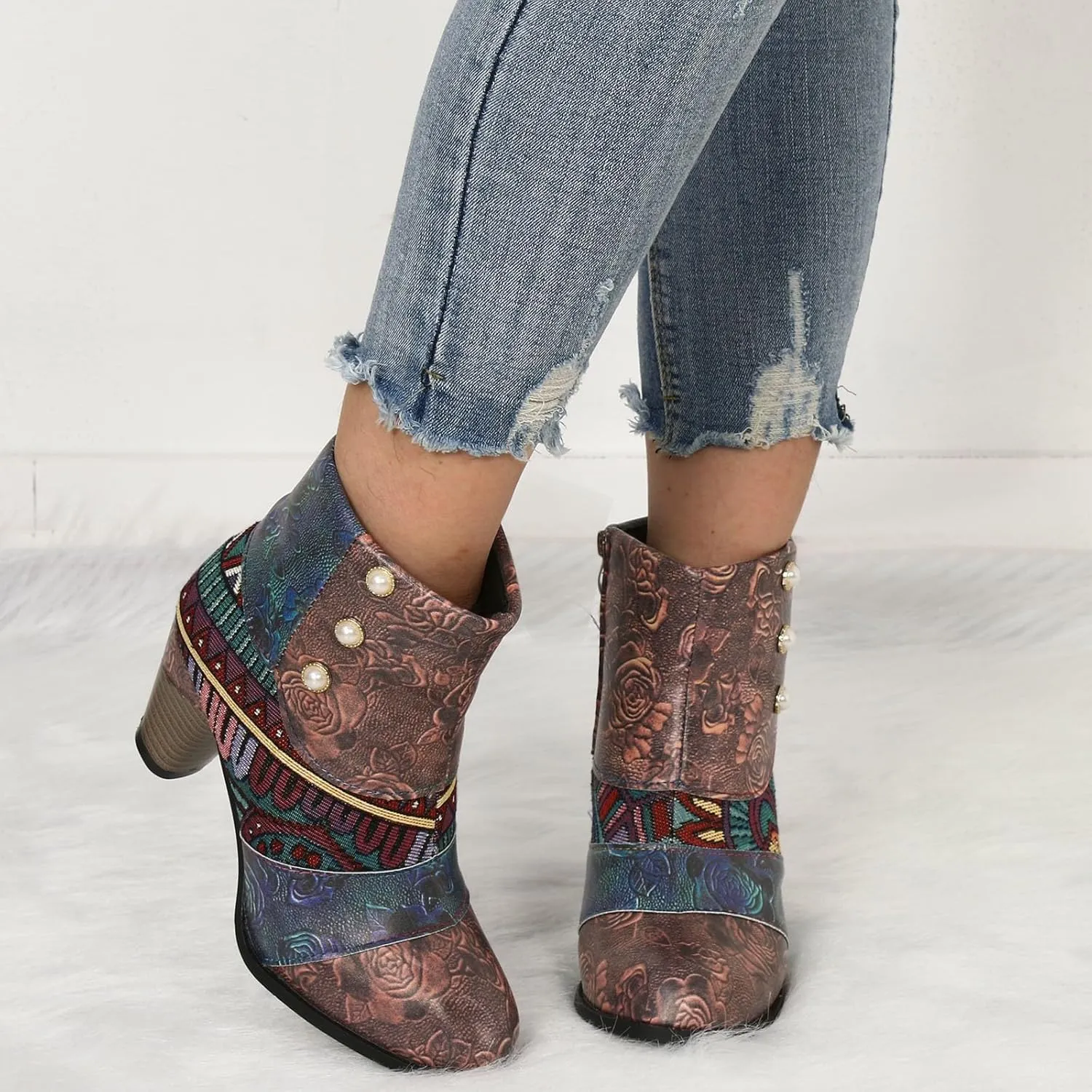 AMDBEL Boots for Women Ankle Booties, Women's Ankle Boots Chunky High Heel Booties Fashionable Short Boots Winter Shoes