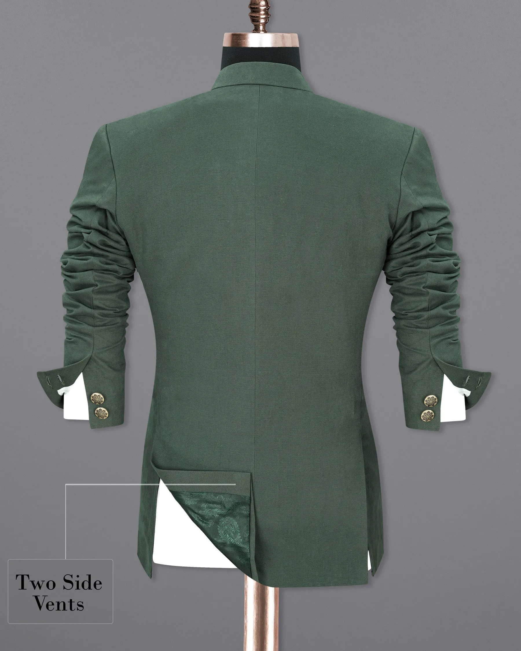 Premium Cotton Green Asparagus Bandhgala Blazer with Cross Placket