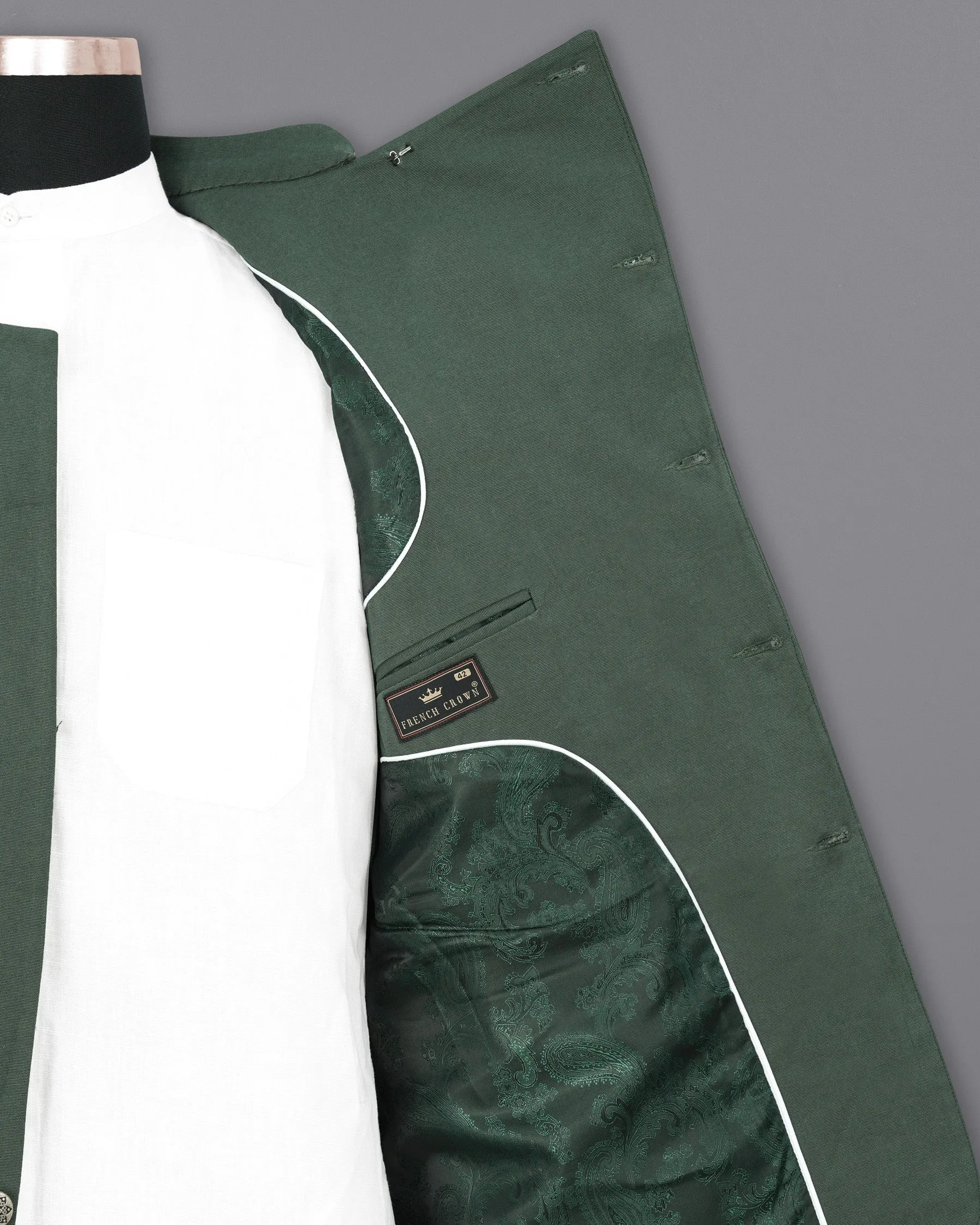 Premium Cotton Green Asparagus Bandhgala Blazer with Cross Placket