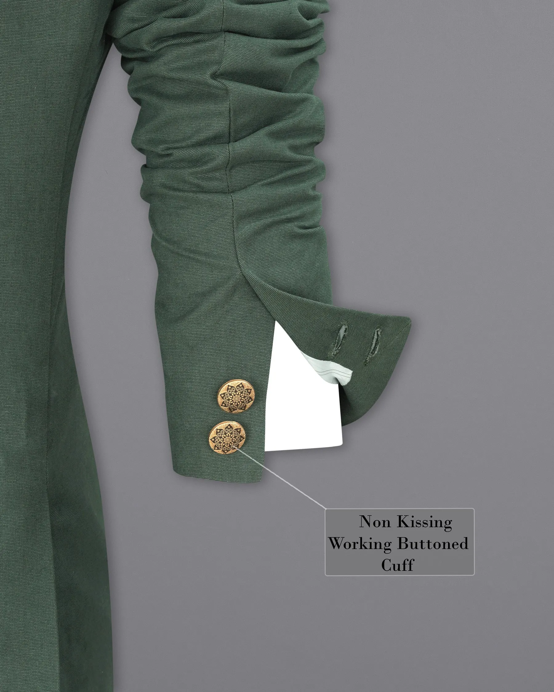 Premium Cotton Green Asparagus Bandhgala Blazer with Cross Placket