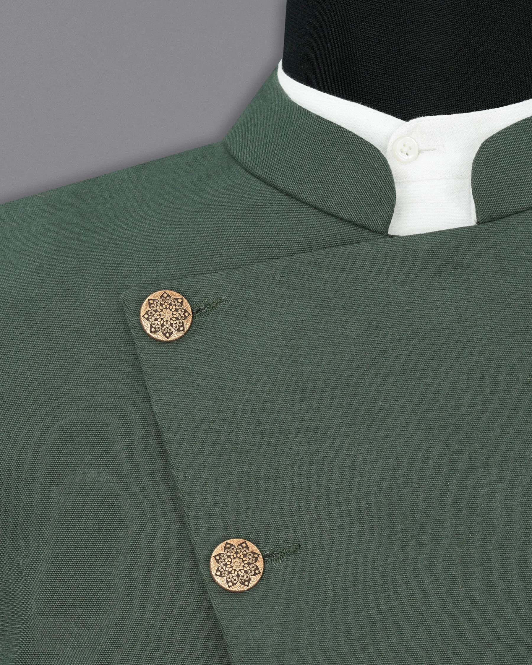 Premium Cotton Green Asparagus Bandhgala Blazer with Cross Placket