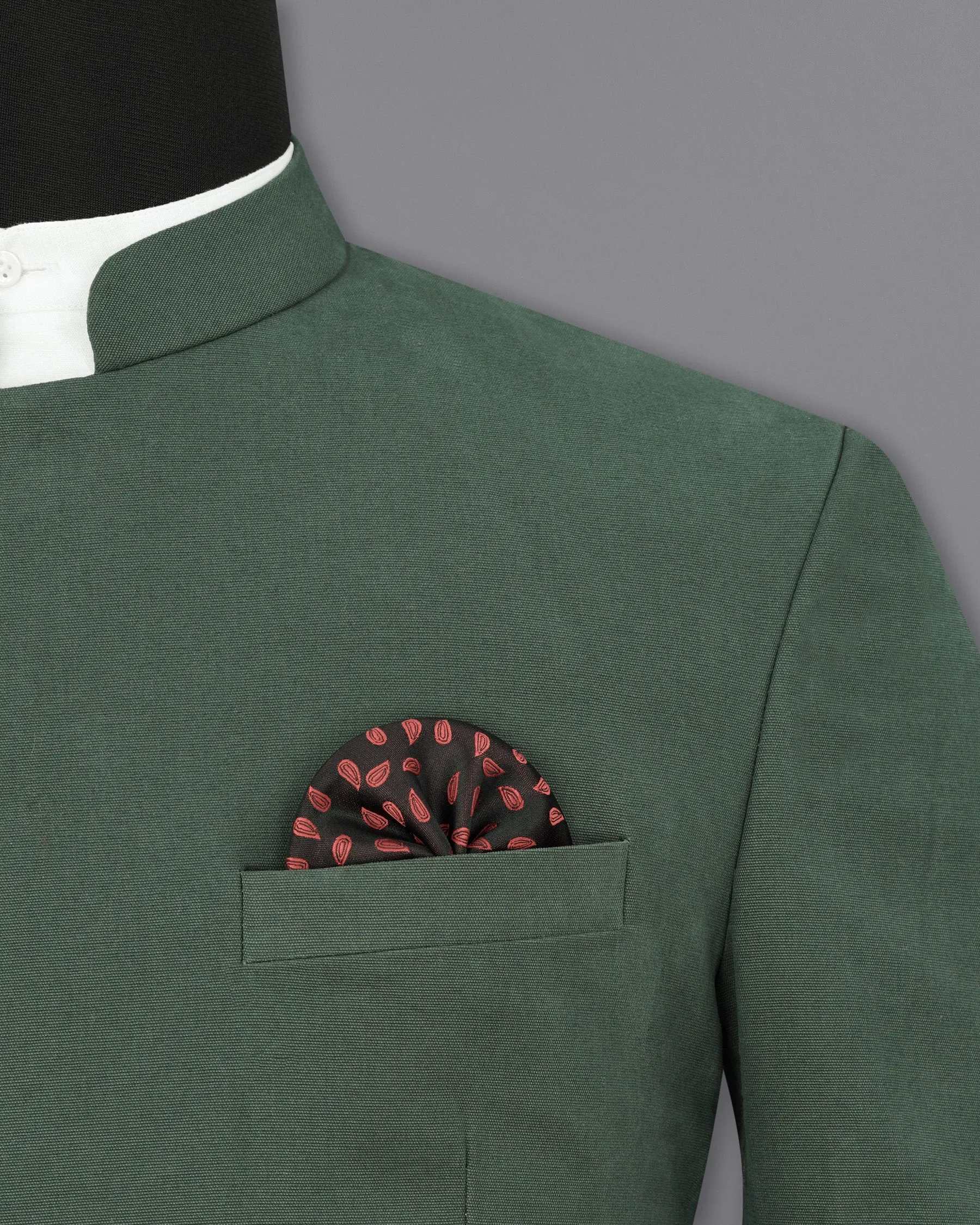 Premium Cotton Green Asparagus Bandhgala Blazer with Cross Placket