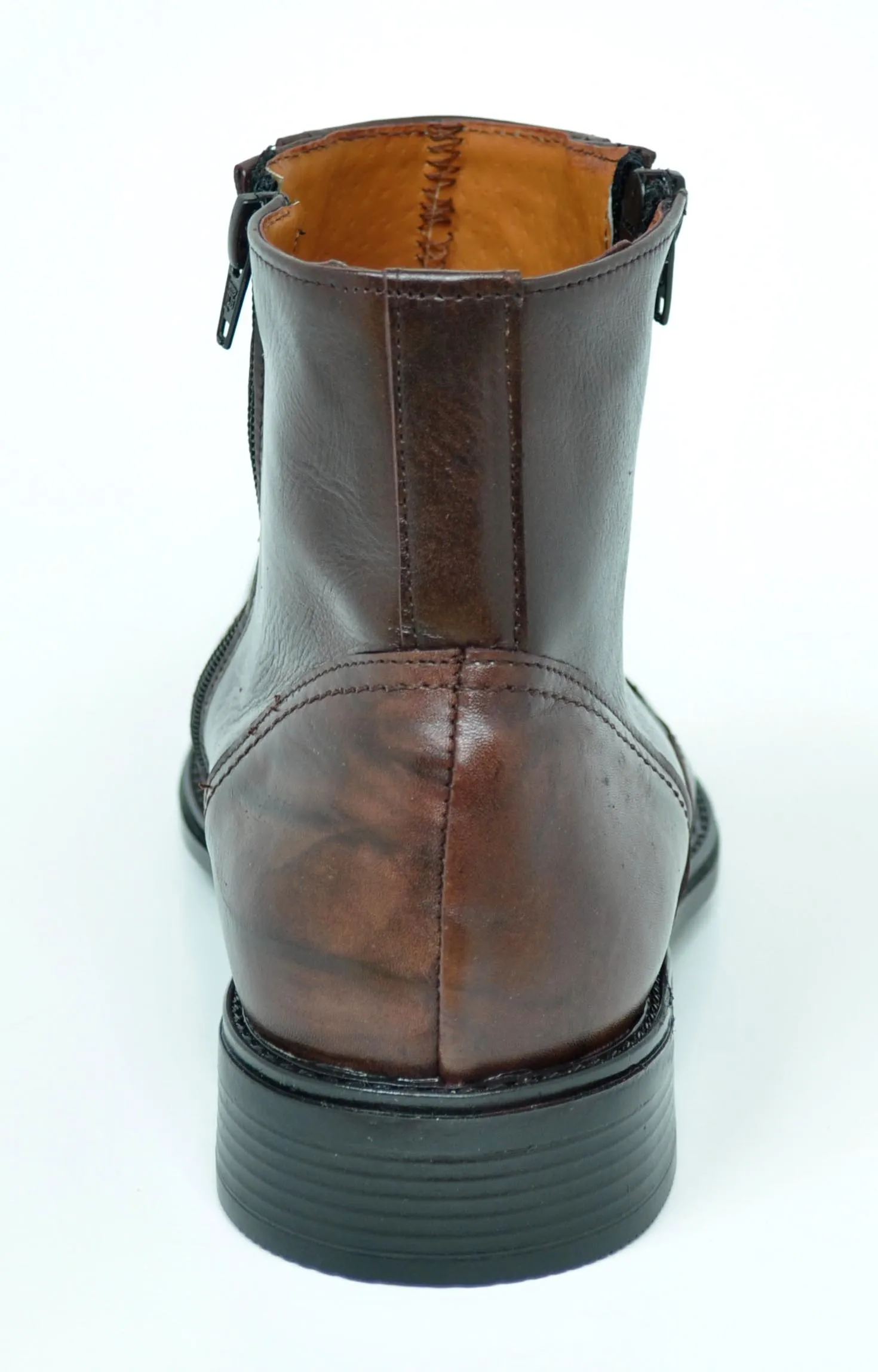 Mens Brown Leather Dress Boots with Dual Zippers by Baronett Noah