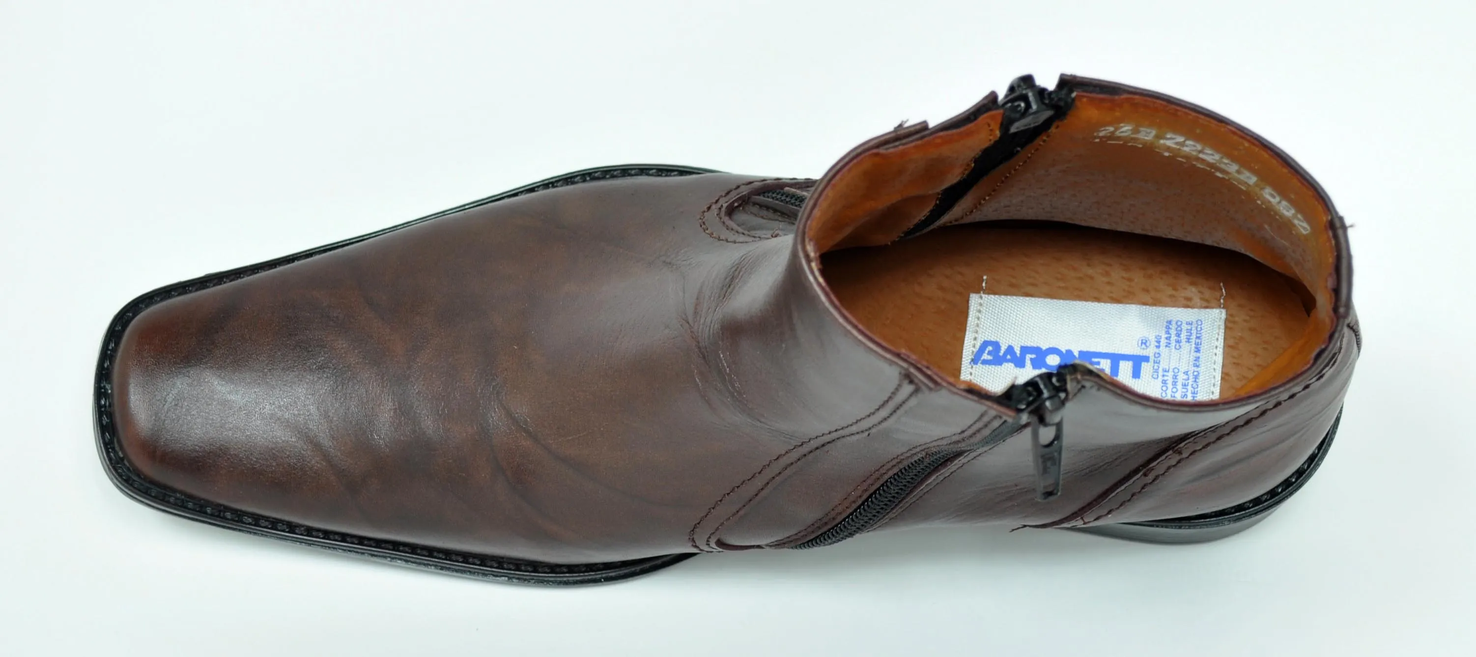 Mens Brown Leather Dress Boots with Dual Zippers by Baronett Noah