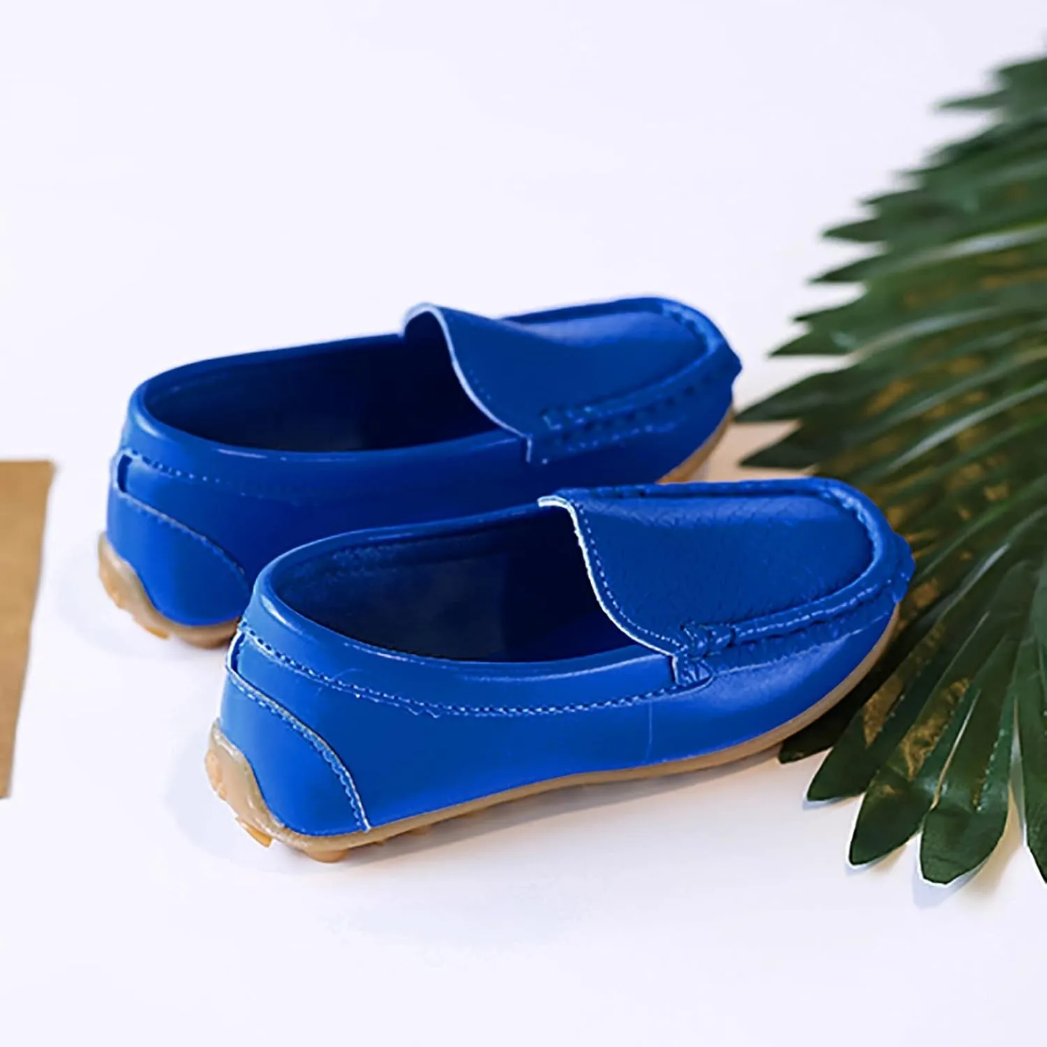 Big Kids Boys Leather Loafers Toddler Slip On Shoe Solid Color Flat Bottom Non Slip Shoes Boys Fashion Casual Shoes