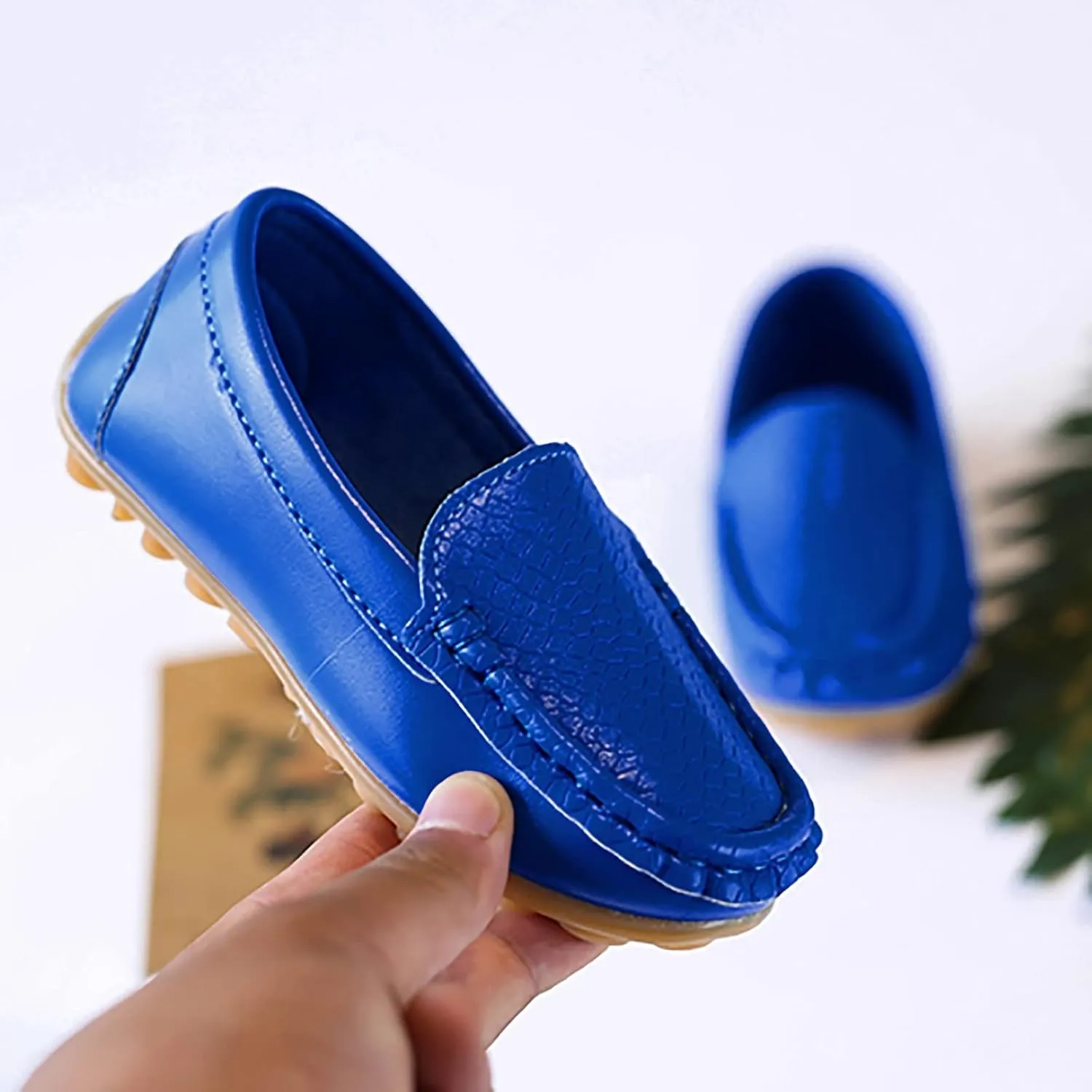 Big Kids Boys Leather Loafers Toddler Slip On Shoe Solid Color Flat Bottom Non Slip Shoes Boys Fashion Casual Shoes
