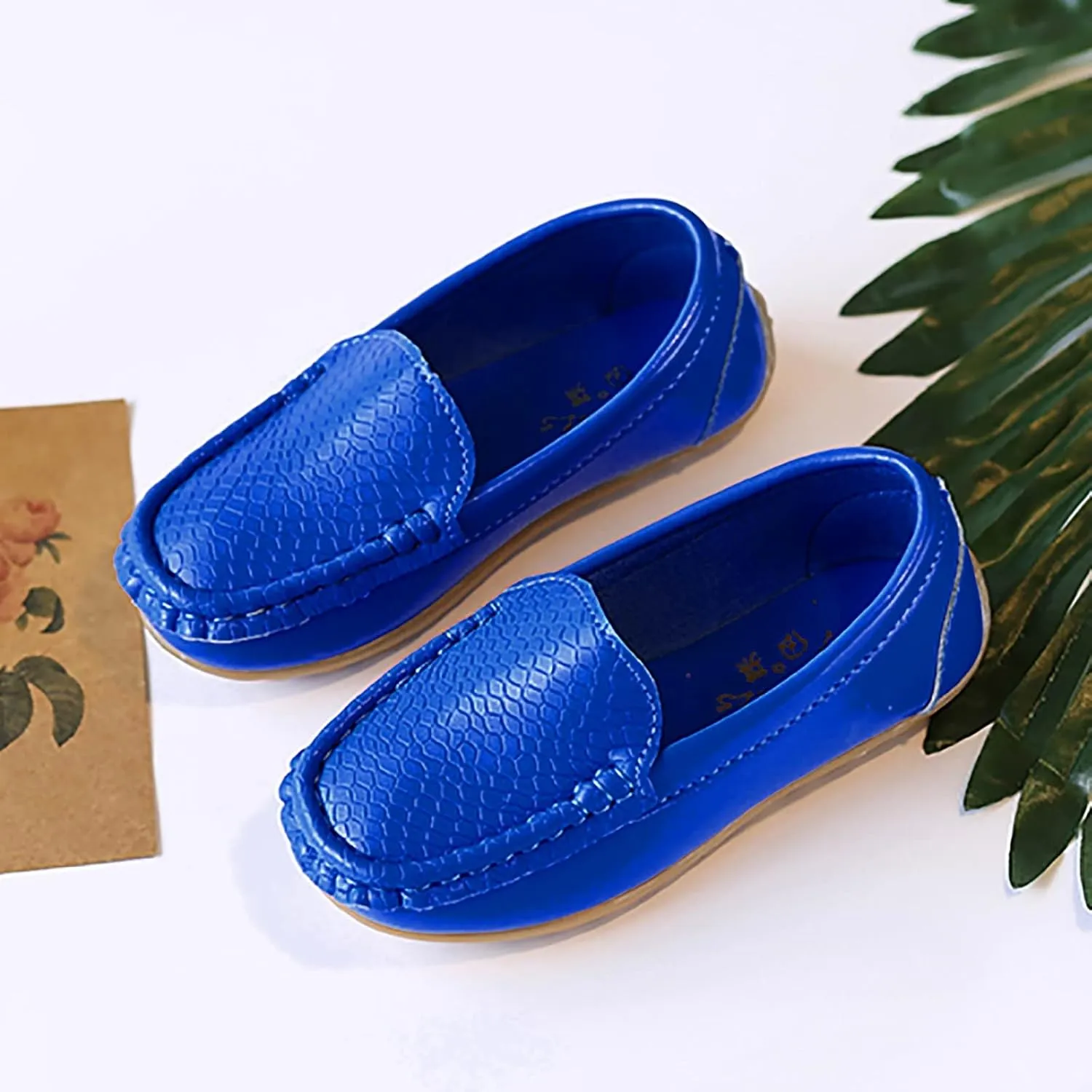 Big Kids Boys Leather Loafers Toddler Slip On Shoe Solid Color Flat Bottom Non Slip Shoes Boys Fashion Casual Shoes