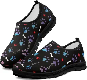 Binienty Printed Slip on Loafers for Women Work Breathable Mesh Barefoot No Laces Running Hiking Tennis Shoe