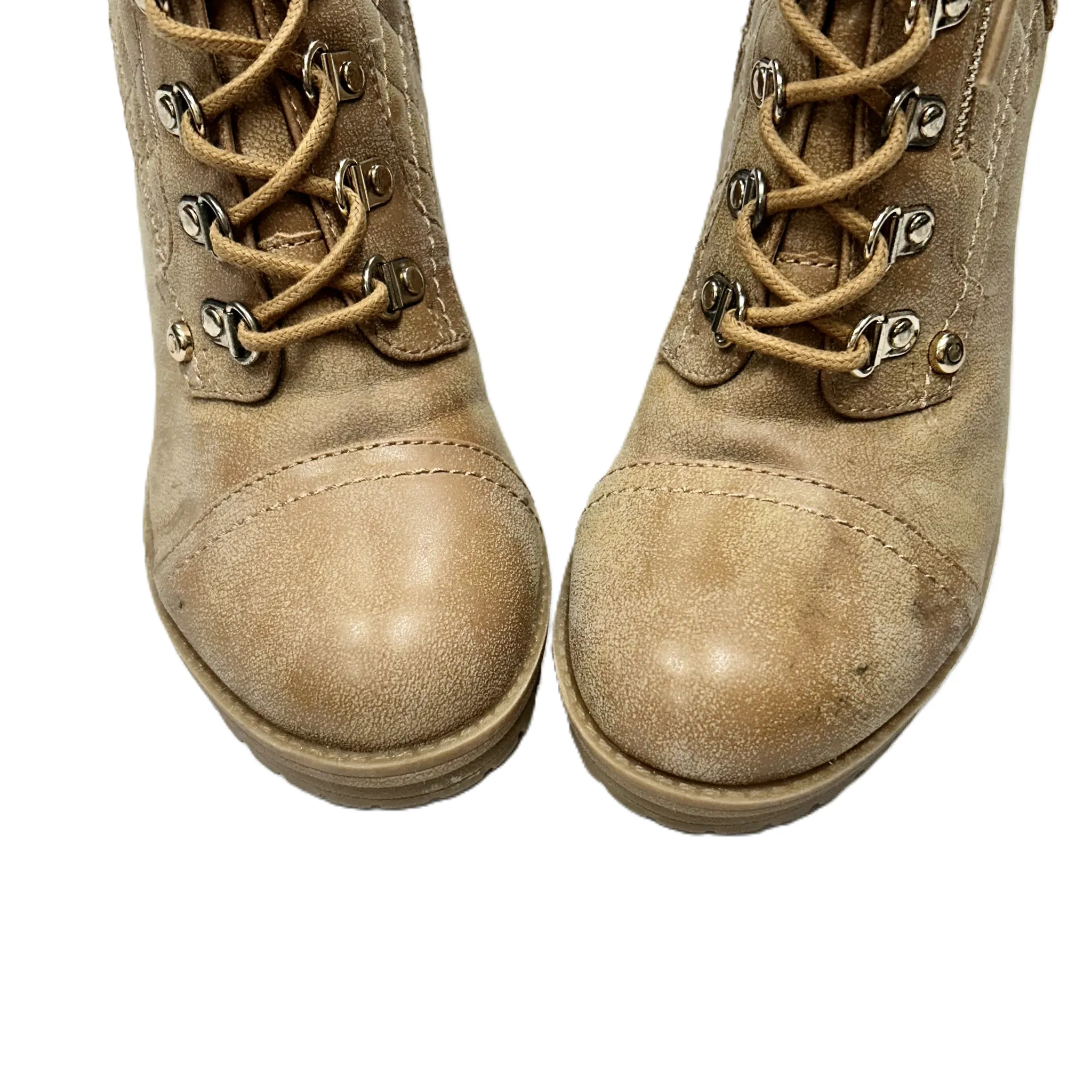 Boots Ankle Heels By Guess In Tan, Size: 9