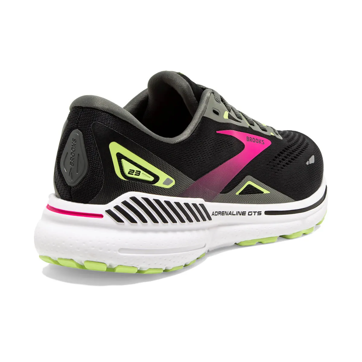 Black Gunmetal Sharp Green Womens Brooks Adrenaline GTS 23 Running Shoes