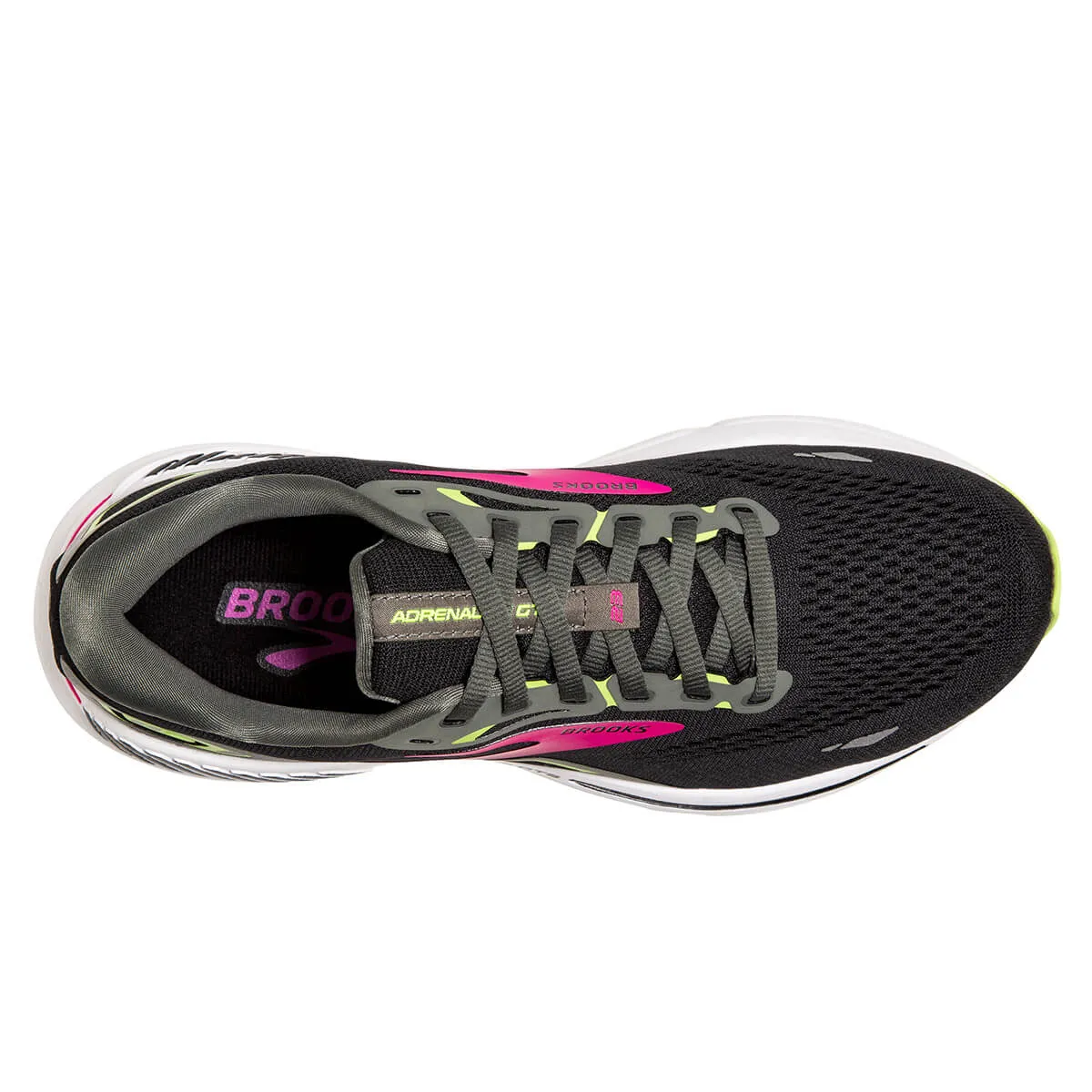 Black Gunmetal Sharp Green Womens Brooks Adrenaline GTS 23 Running Shoes