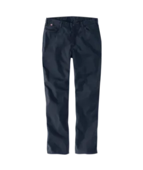 Carhartt, Women's Flame-Resistant Rugged Flex® Relaxed Fit Canvas Work Pant, 105015, Navy & Khaki