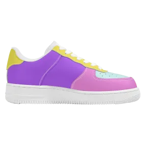 Color Block Low Top Unisex Vegan Leather Sneakers