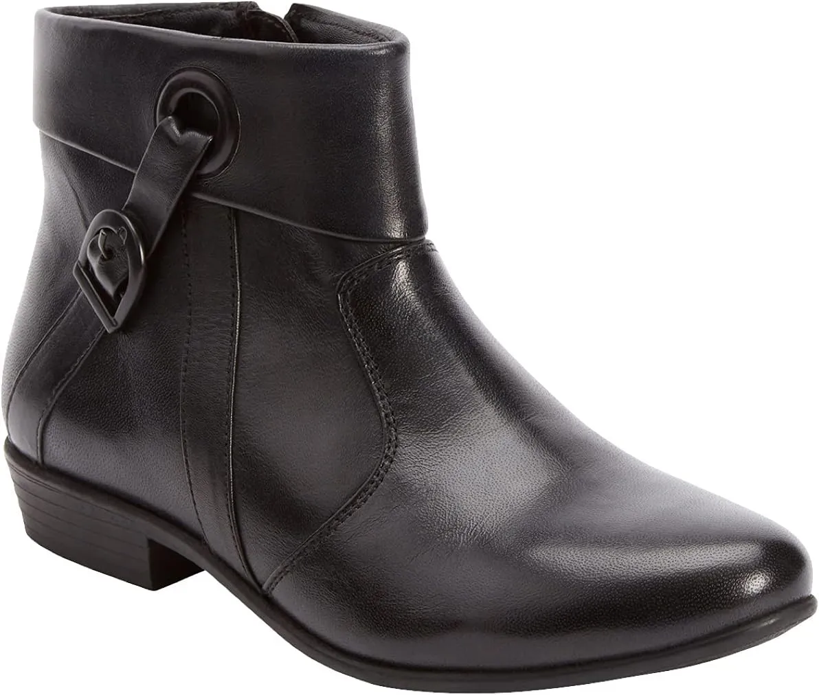 Comfortview Terri Leather Bootie Short Ankle Boot Women's Winter Shoes (Wide Widths Available)