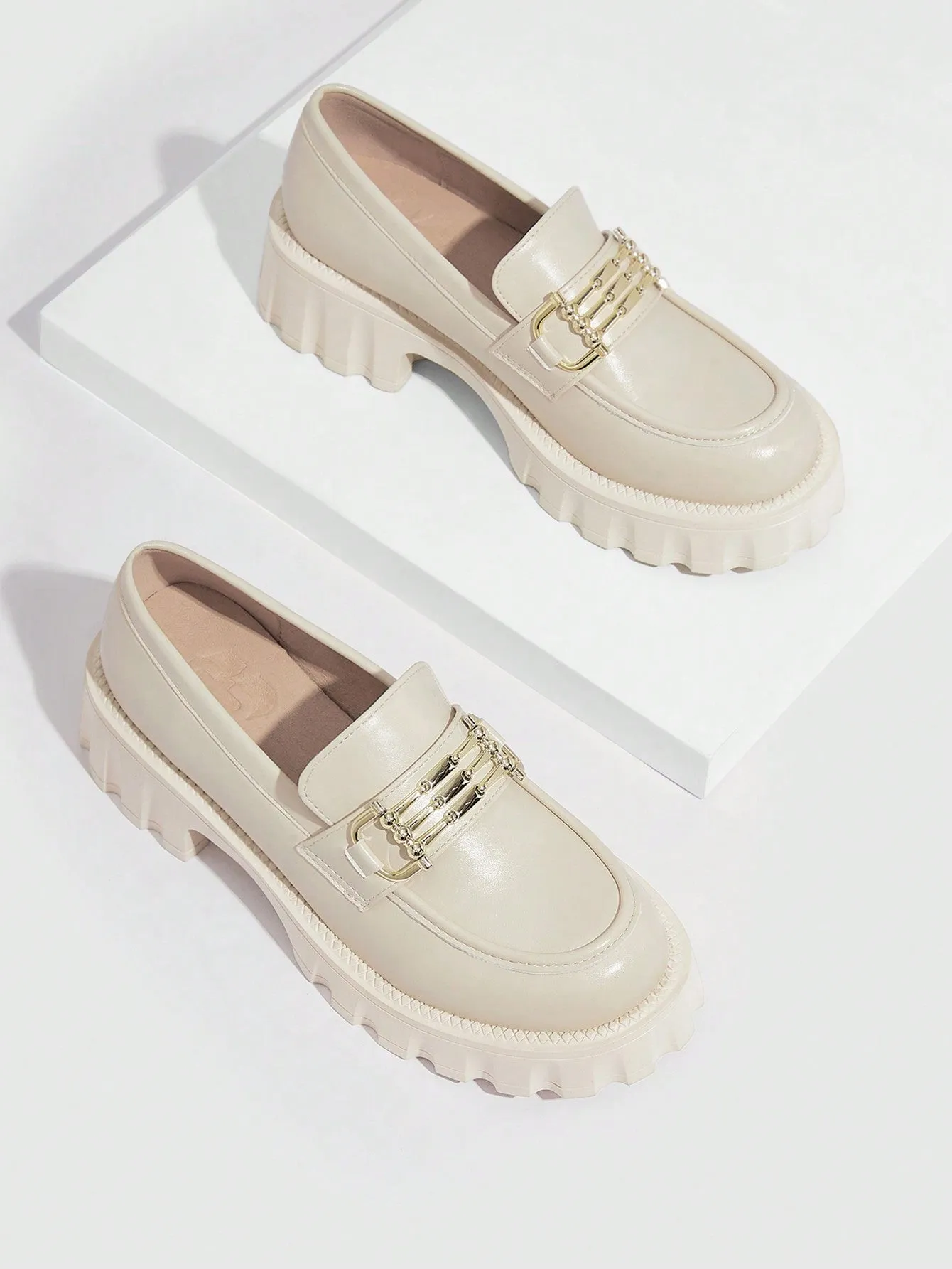 CUCCOO BIZCHIC Women's Shoes Minimalist Metal Decor Slip-On Platform Elegant Outdoor Beige Wedge Shoes Vacation Shoes Summer Sale