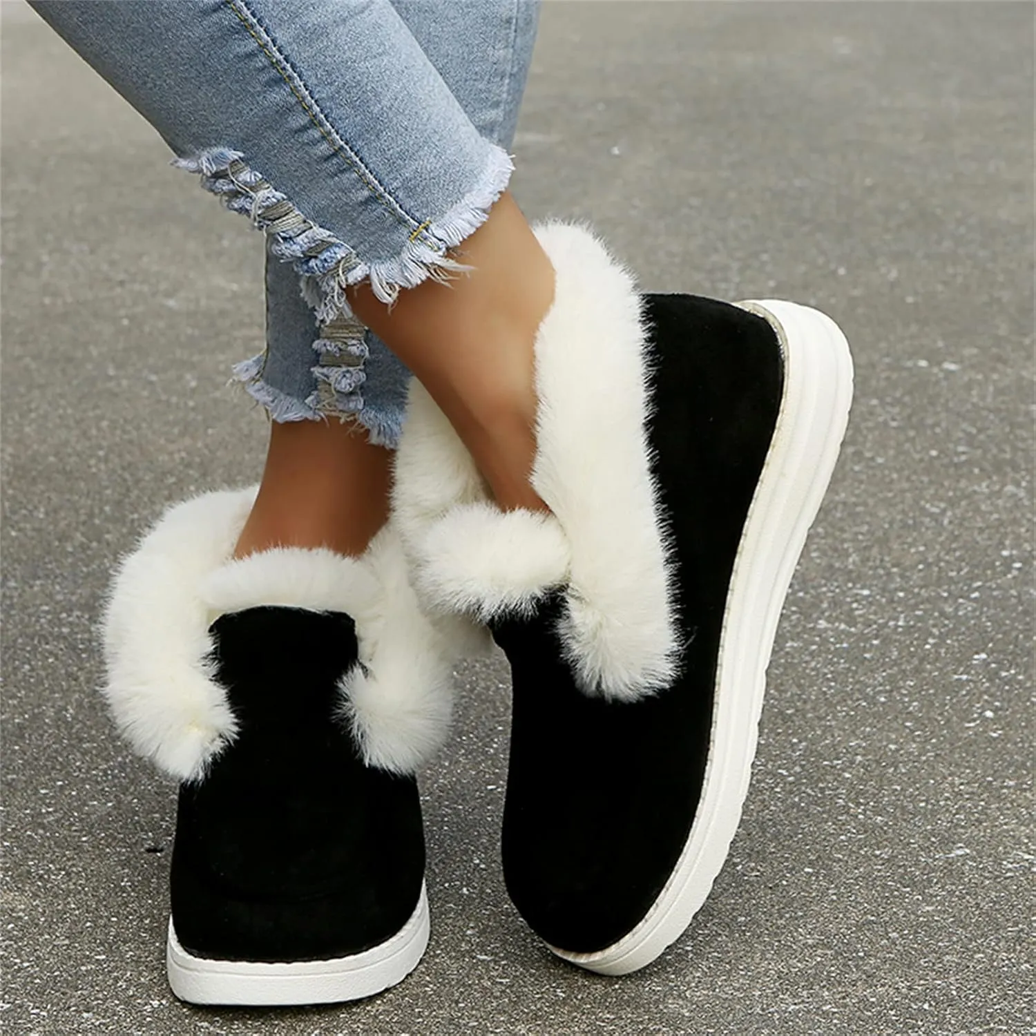 Cute Winter Boots For Women Fashion Snow Boots Warm Fur Lining Comfortable Fuzzy Ankle Booties Loafers Shoes 2024