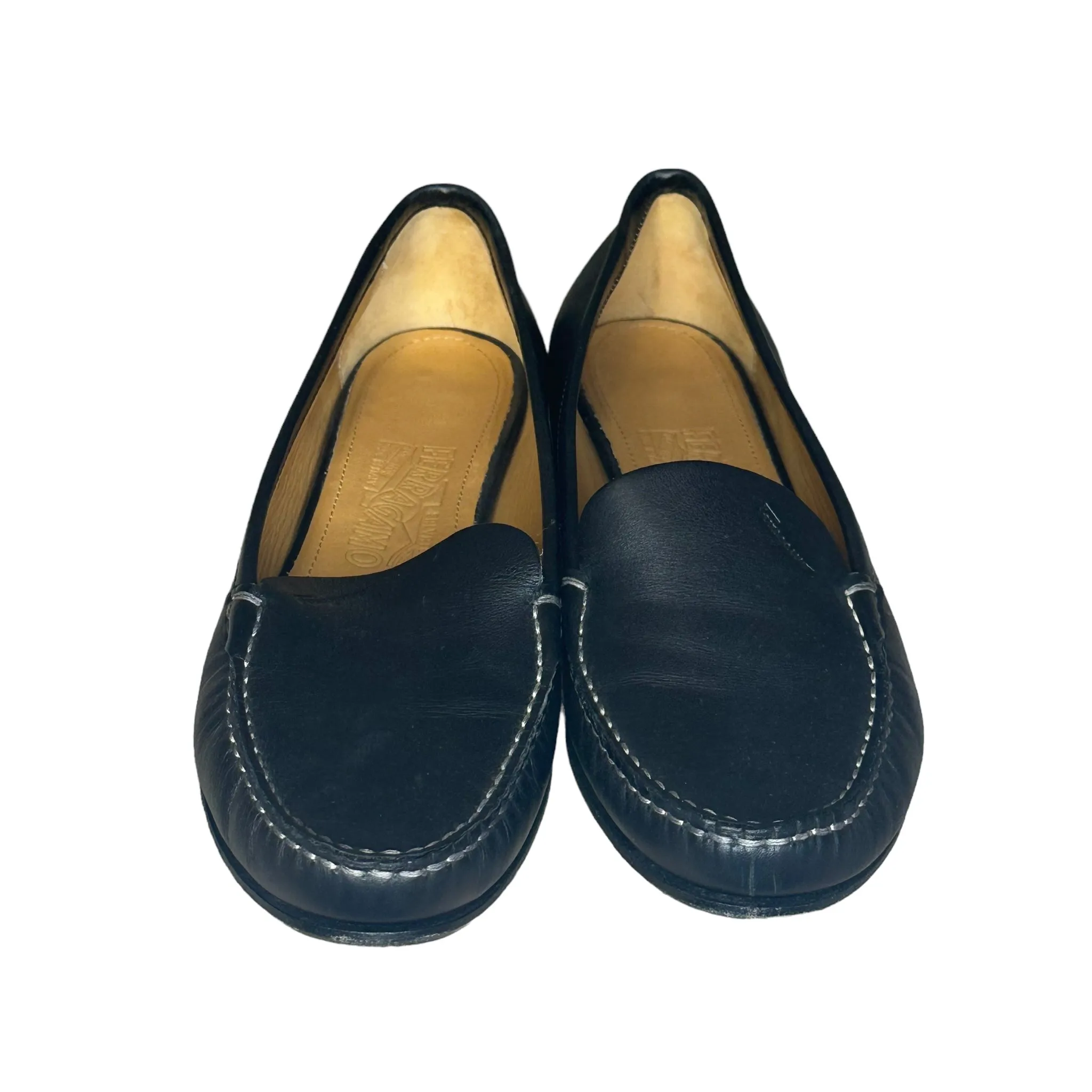 Ferragamo Black Leather Loafers