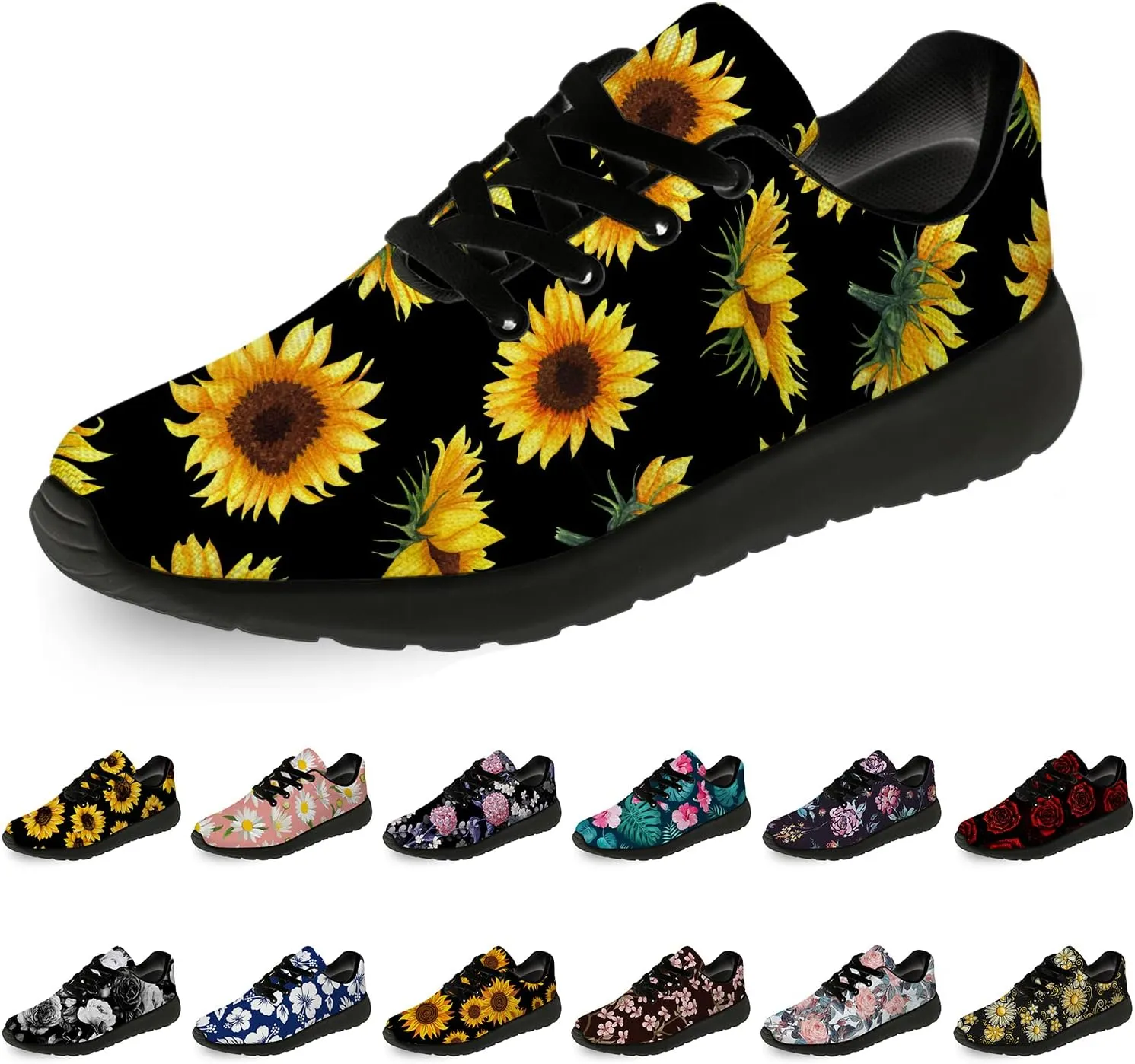 Flower Shoes for Women Men Running Shoes Womens Mens Comfortable Walking Tennis Sneakers Floral Shoes Gifts