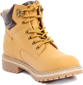Forever Broadway-5 Women's Military Combat Lace Up Padded Cuff Martin Boot Slip-Resistant Hiking Outdoor Work Shoes Ankle Short Boot,Camel,10