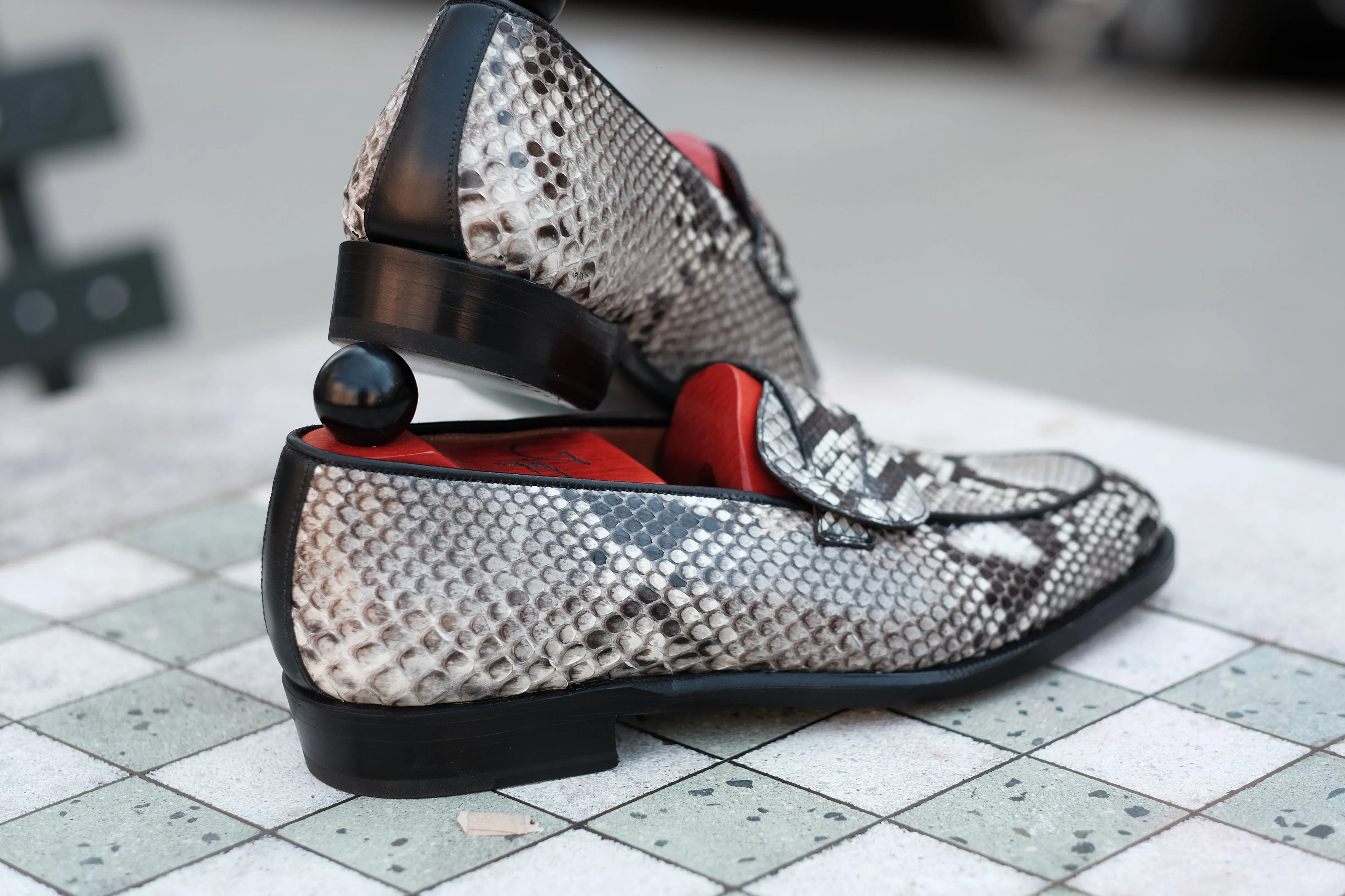 Francois - MTO - TMG Last - Genuine Python / Black Calf - Single Leather Sole