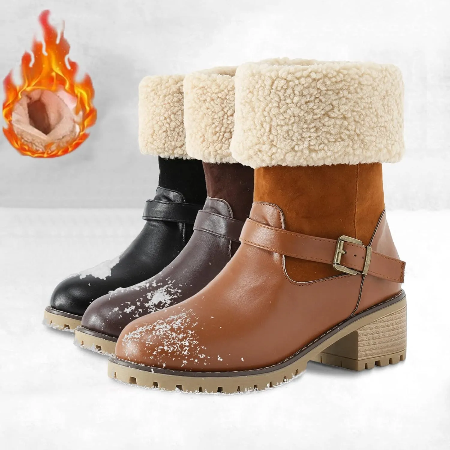 Gibobby Boots for Women Winter Snow Boots Fur Lined Warm Ankle Boots Slip On Waterproof Outdoor Booties Comfortable Shoes