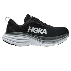 Wide Fit Hoka Womens Bondi 8 Running Shoes - Black/White