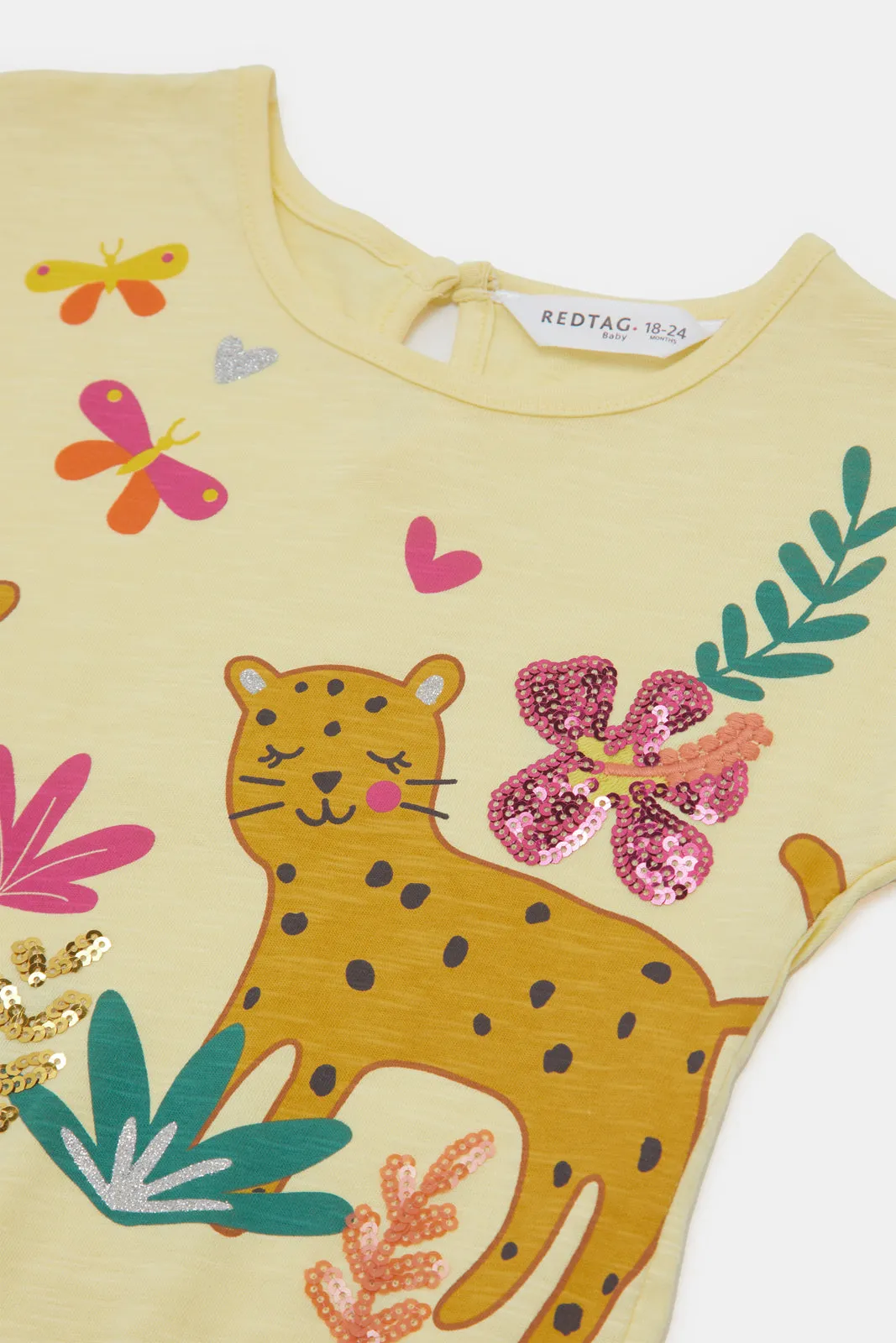Infant Girls Yellow Animal Garden Artwork Tshirt
