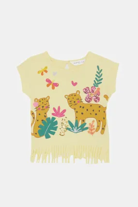 Infant Girls Yellow Animal Garden Artwork Tshirt
