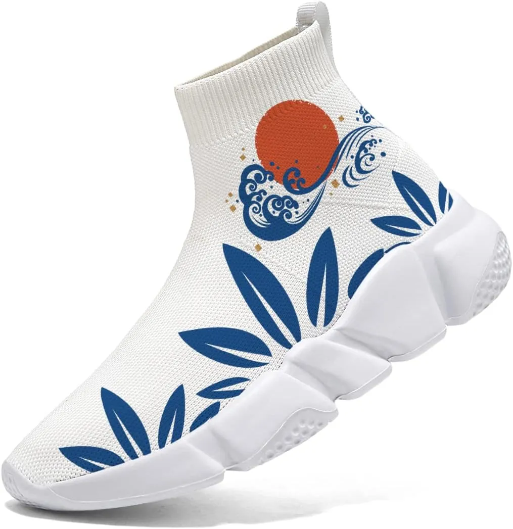 Japanese Graffiti Art Printed Shoes Boys Sneakers Girls Casual Walking Socks Shoes