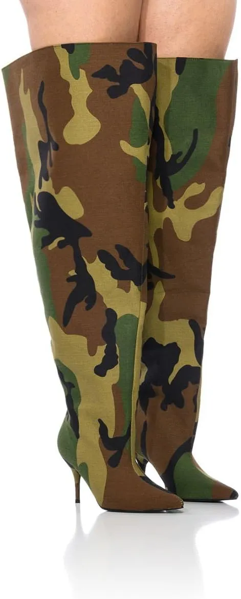 keleimusi Womens Slouchy Wide Calf Thigh High Boots Over the Knee Fabric Texitile Stiletto Boot