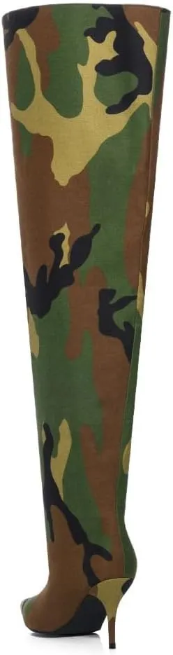 keleimusi Womens Slouchy Wide Calf Thigh High Boots Over the Knee Fabric Texitile Stiletto Boot