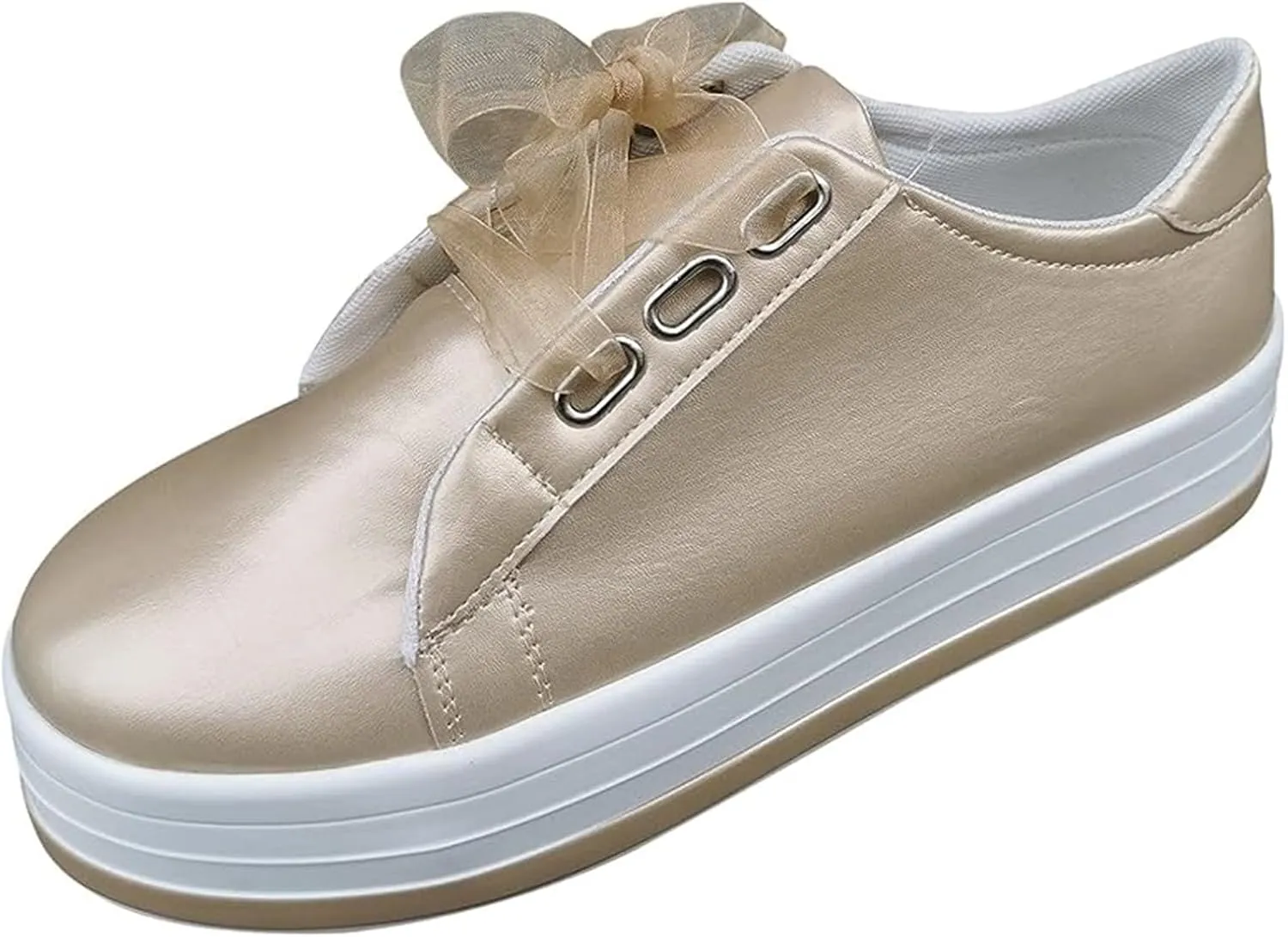 Ladmiple Shoes For Women Sneakers Slip Ons Leather Shoes Fashion Casual Dressy Summer Platform Flats Walking Loafers