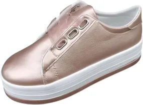 Ladmiple Shoes For Women Sneakers Slip Ons Leather Shoes Fashion Casual Dressy Summer Platform Flats Walking Loafers