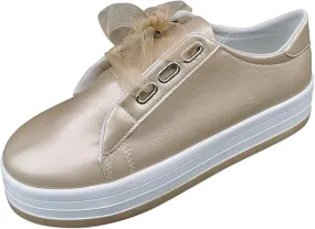Ladmiple Shoes For Women Sneakers Slip Ons Leather Shoes Fashion Casual Dressy Summer Platform Flats Walking Loafers