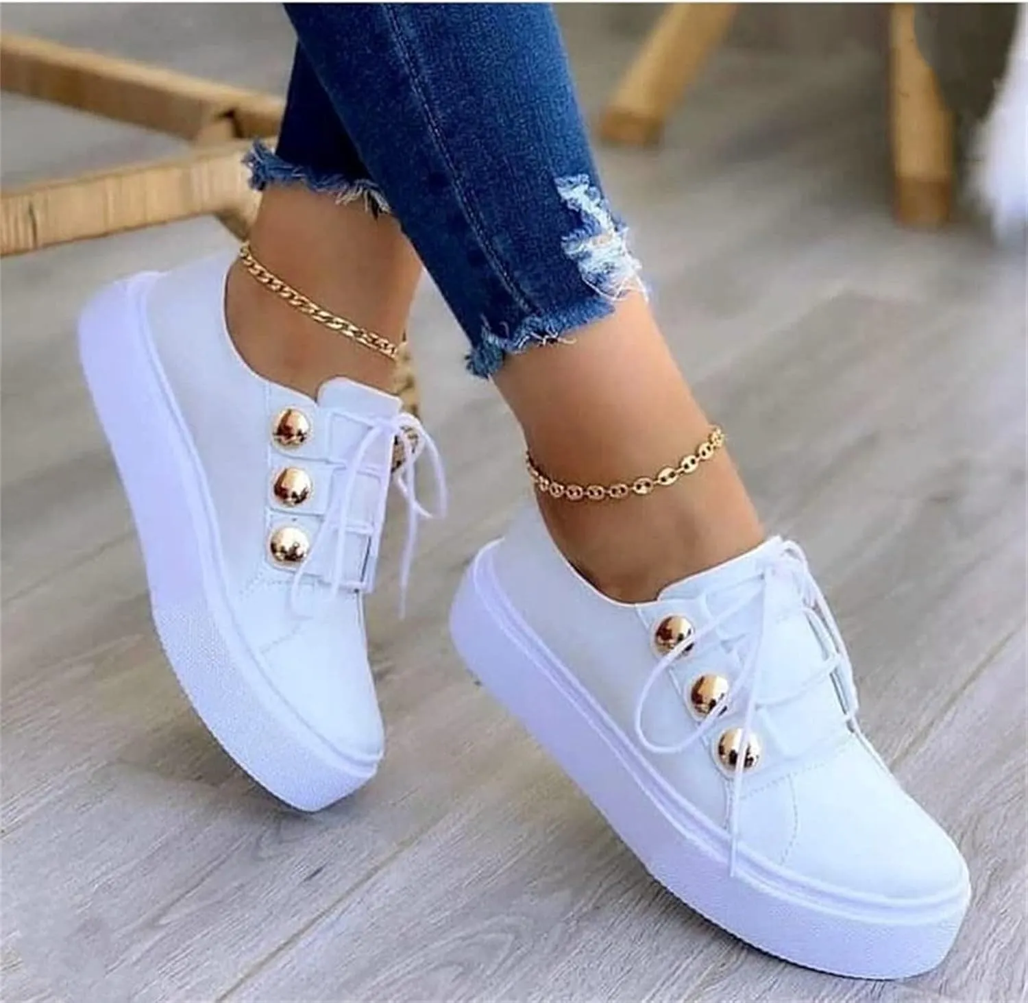 Ladmiple Womens Shoes Dressy Casual Loafers Leather Lace ups Walking Shoes Fashion Slip On Comfortable Platform Sneakers