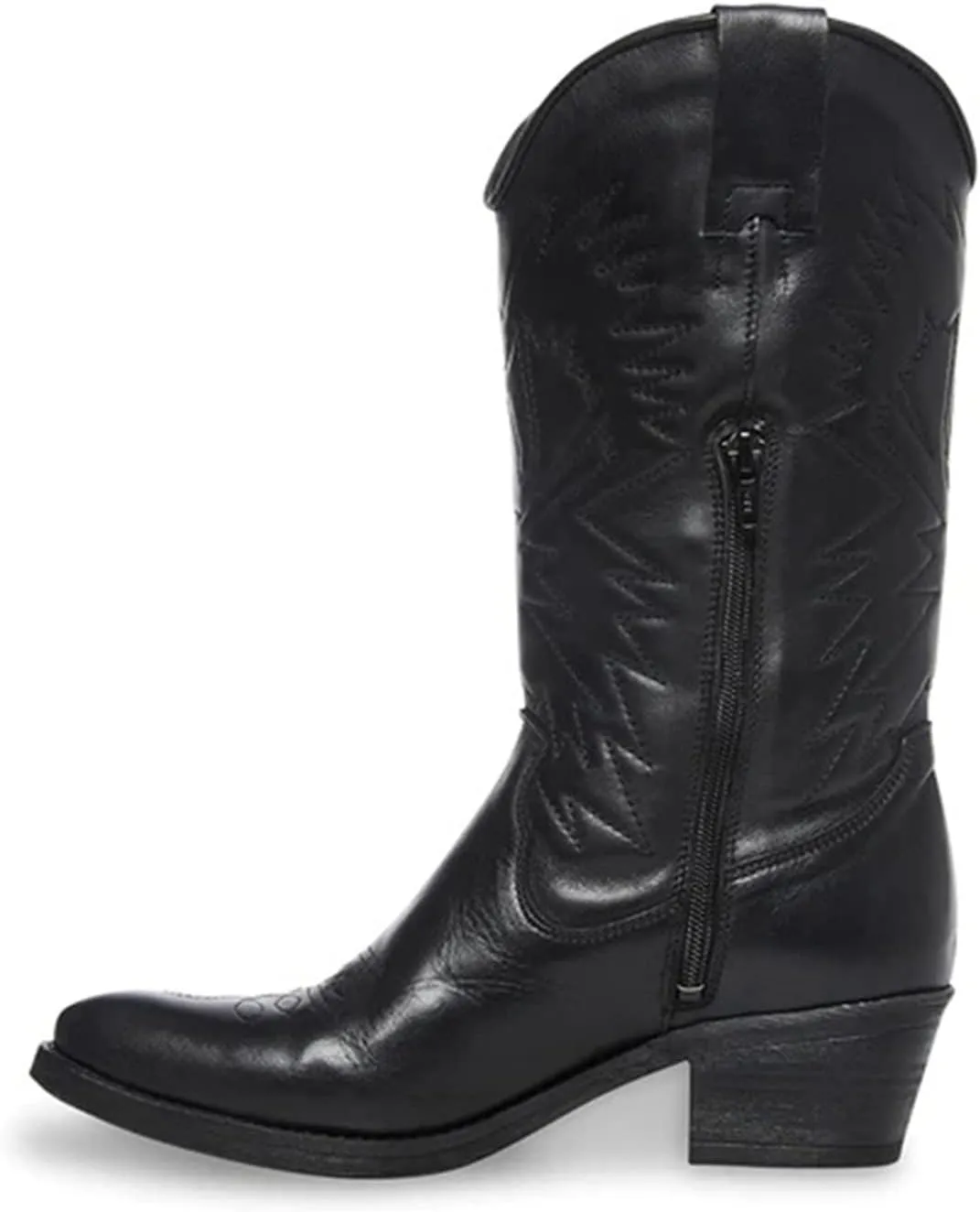 Lausiuoe Cowboy Boots For Women Leather Embroidered Cowgirl Knee High Western Wide Calf Fashion Classic Chunky Booties