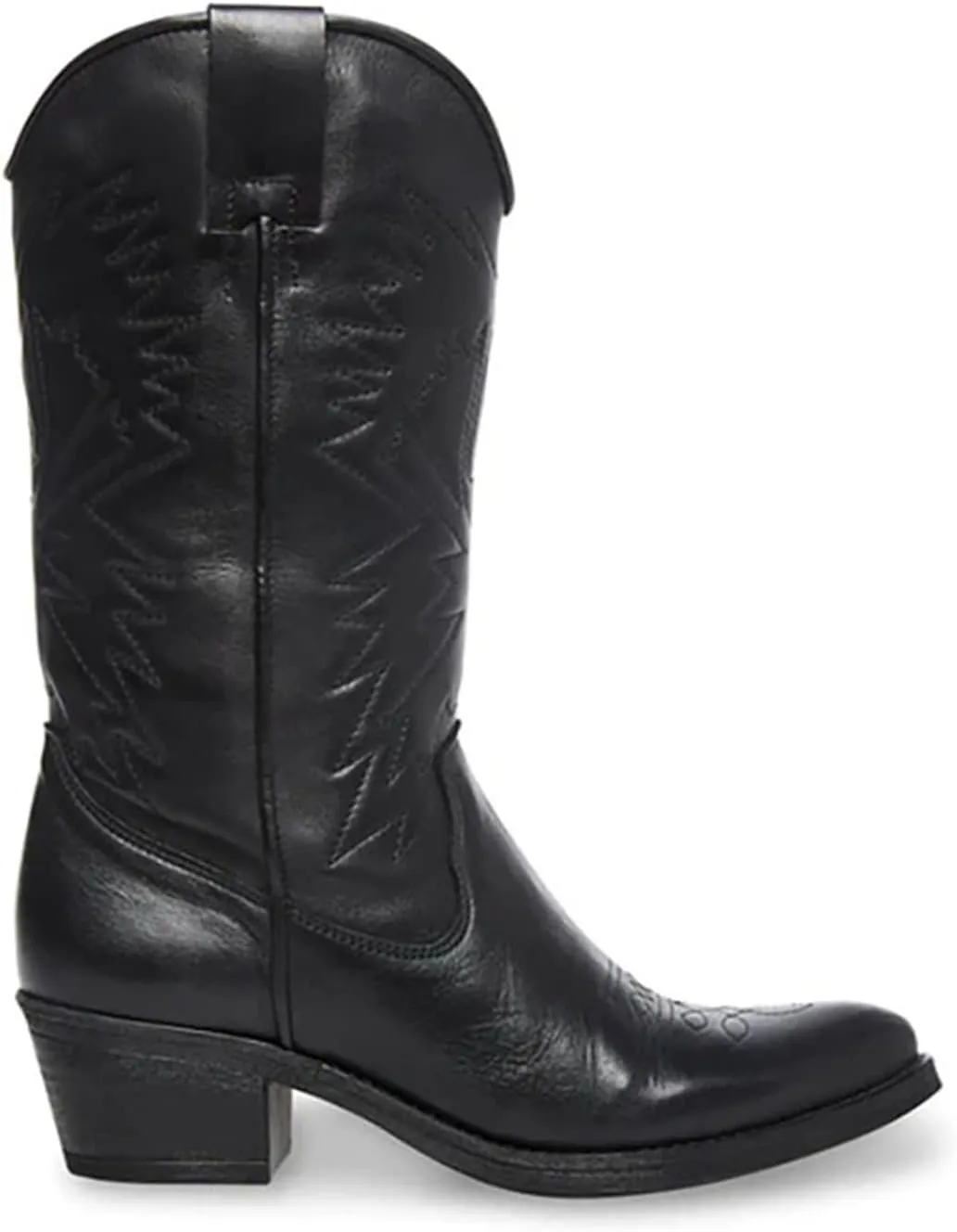 Lausiuoe Cowboy Boots For Women Leather Embroidered Cowgirl Knee High Western Wide Calf Fashion Classic Chunky Booties