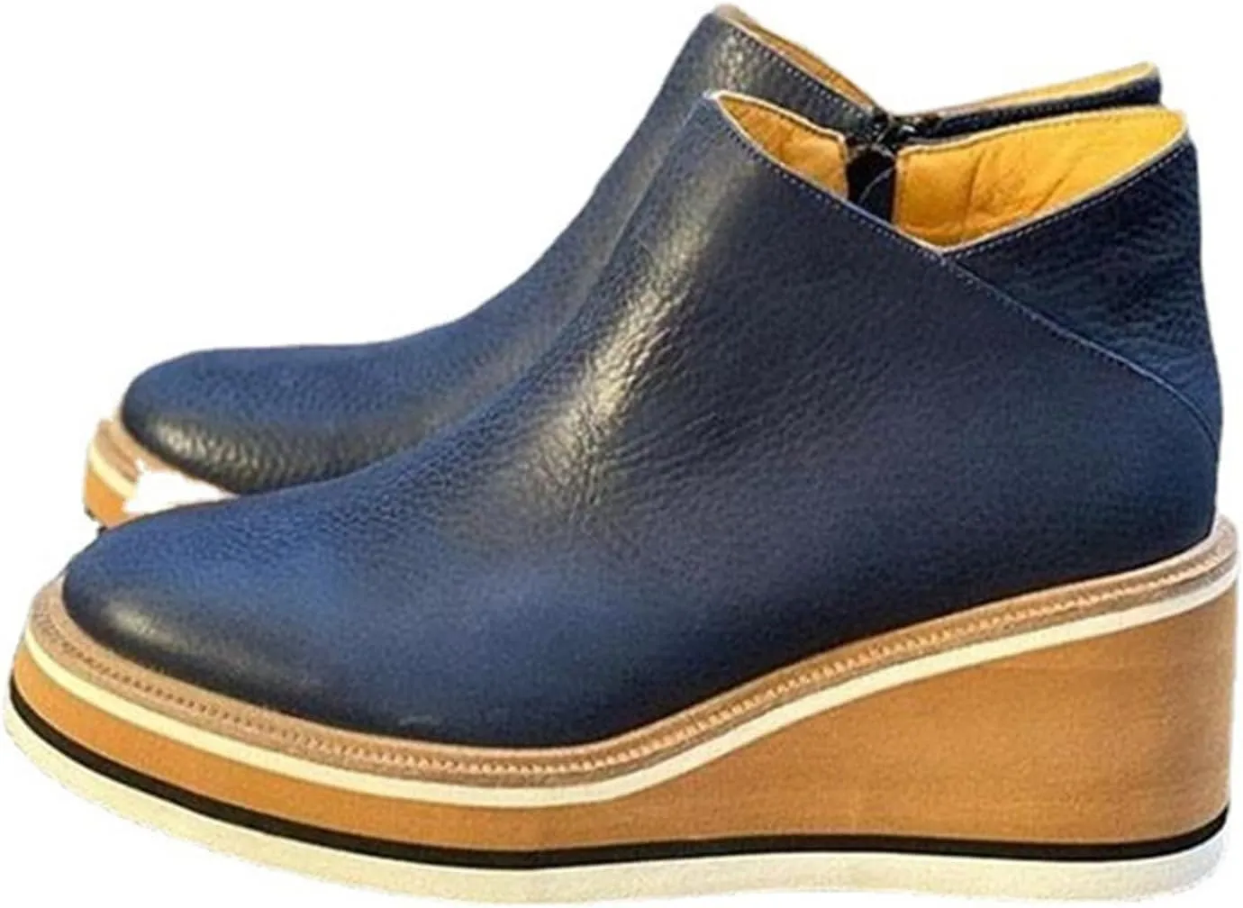 Lausiuoe Wedge Booties For Women Closed Toe Ankle Boots Heeled Dress Shoes Casual Dressy Platform Western Fall Booties