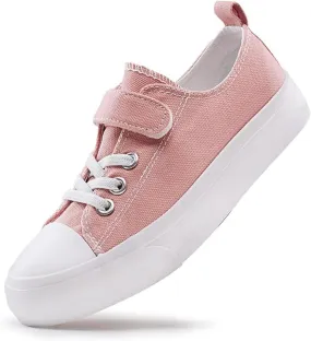 LUMUBBY Kid Shoes for Boys Girls Toddler Little Kid Canvas Low Top Sneakers Classic Adjustable Strap Lace up Shoes for Kids Breathable Lightweight