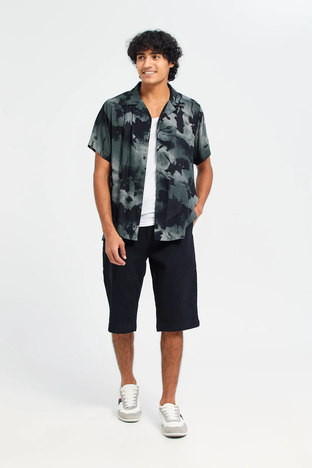 Men Charcoal Printed Shirt