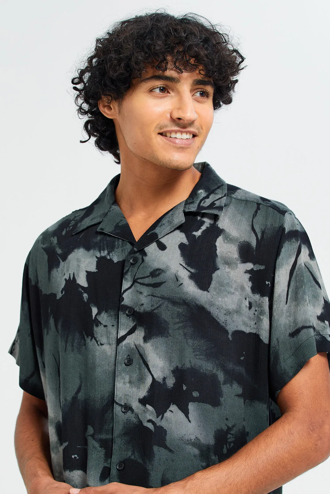 Men Charcoal Printed Shirt