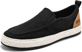 Men's Breathable Canvas Casual Loafers Slip on Sneakers Fisherman's Shoes Cloth Flats Shoes