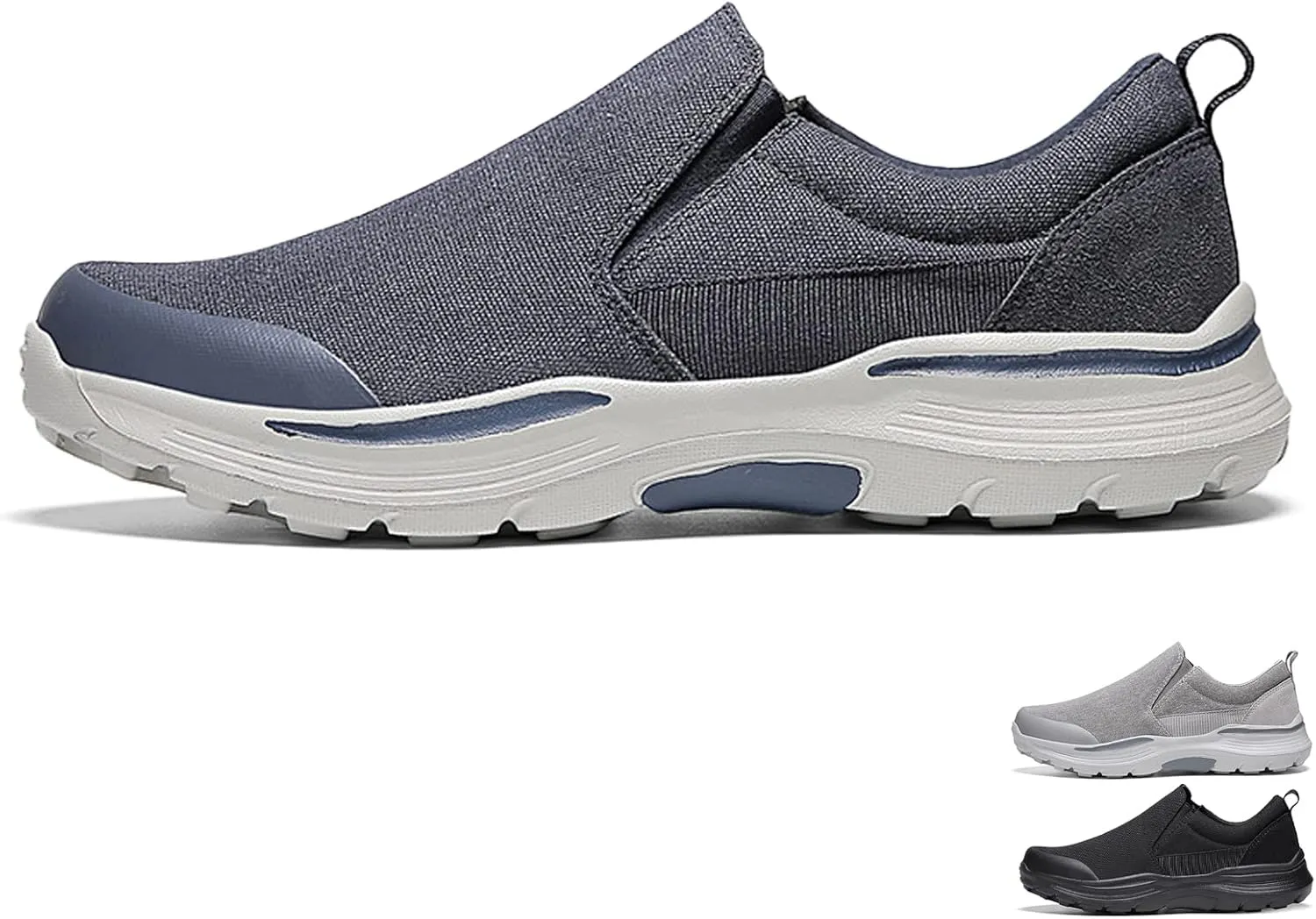 Men's Canvas Cloth Shoes Lightweight Breathable Slip-On Loafers,Outdoor Casual Platform Non Slip Soft Sport Walking Shoes