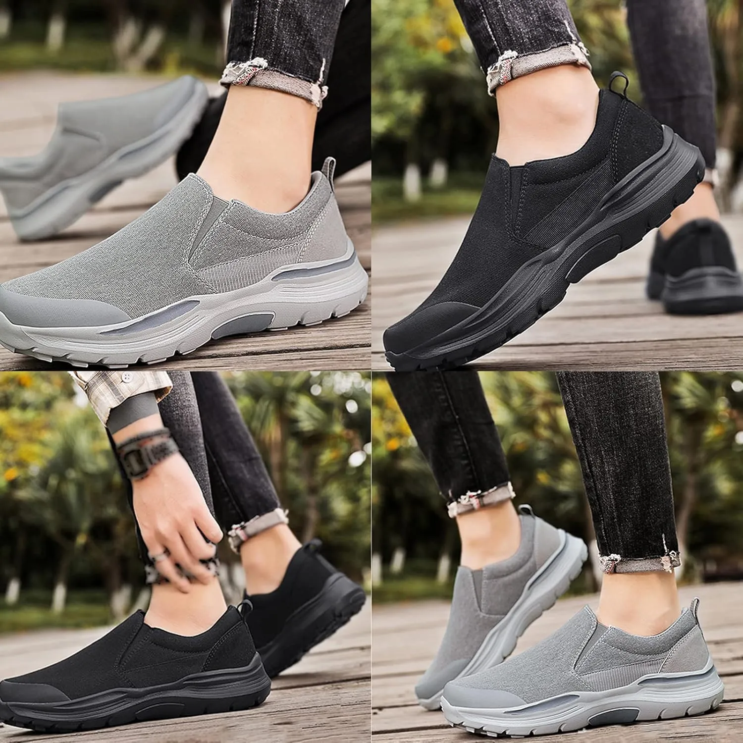 Men's Canvas Cloth Shoes Lightweight Breathable Slip-On Loafers,Outdoor Casual Platform Non Slip Soft Sport Walking Shoes