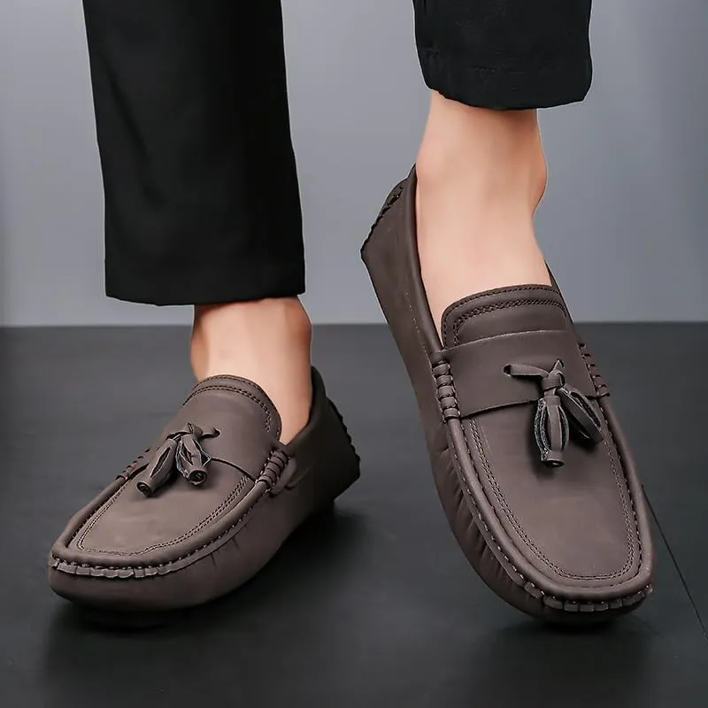 Men's Loafers Round Toe Suede with Tassel Penny Driving Loafers Flat Heel Comfortable Anti-Slip Party Slip-on