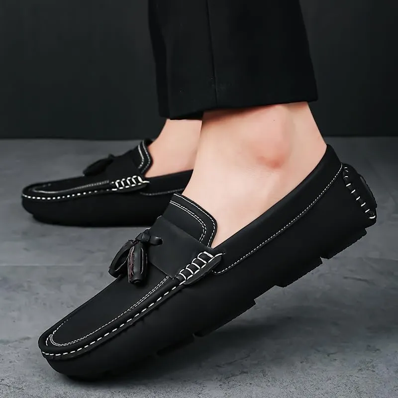 Men's Loafers Round Toe Suede with Tassel Penny Driving Loafers Flat Heel Comfortable Anti-Slip Party Slip-on